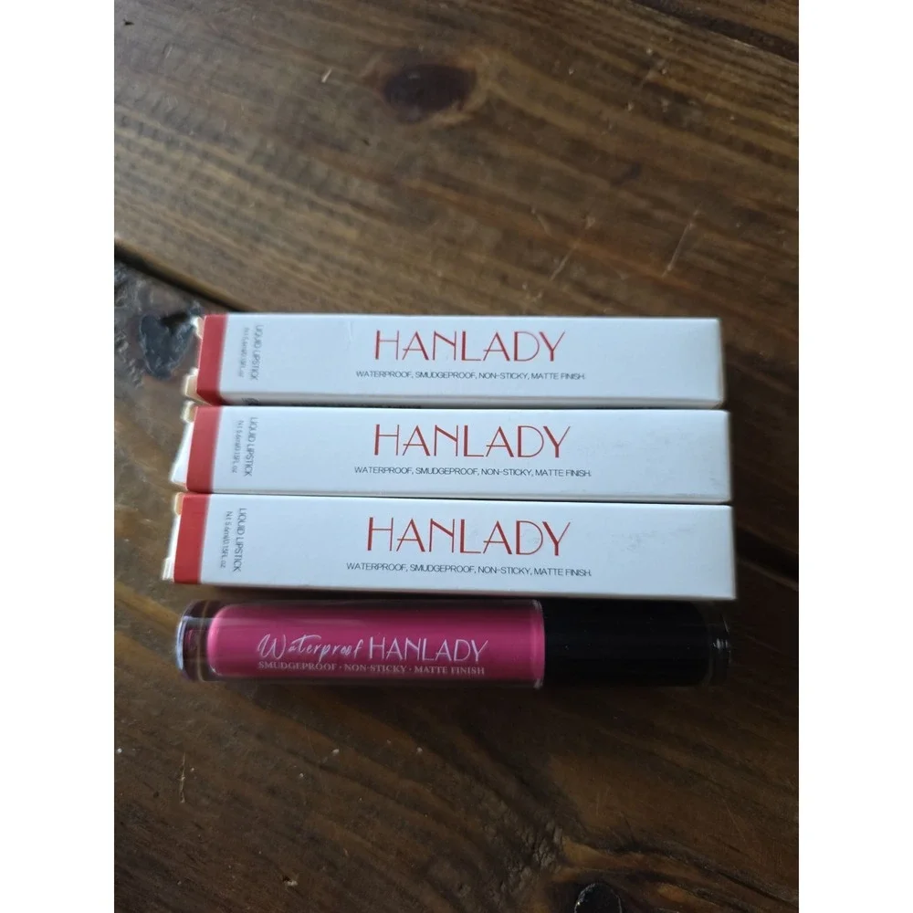 Lot Of 3 HANLADY Heart On Matte Lipstick Smudgeproof Waterproof 0.15 fl oz